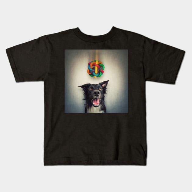 pup playing Kids T-Shirt by 1STunningArt